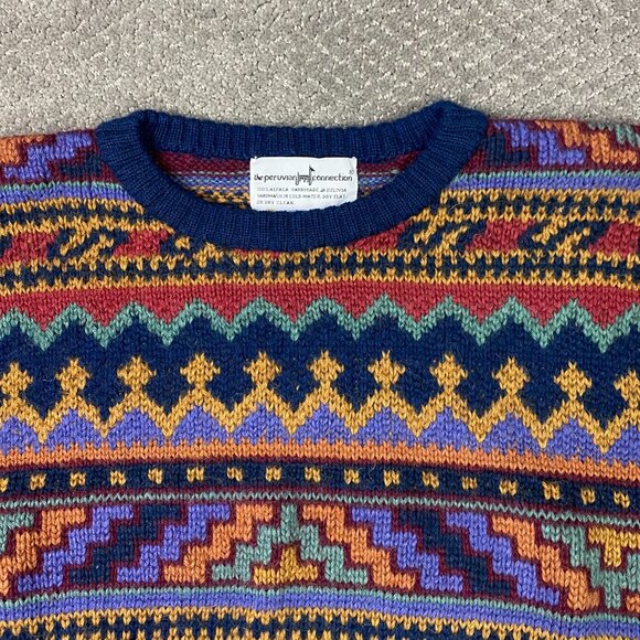 The Peruvian Connection Alpaca Sweater Women's Crewneck Aztec Southwestern - Picture 2 of 10